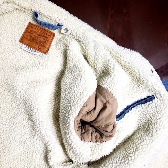 Levis Sherpa Denim Jean Trucker Jacket Premium Small - Picture 7 of 7